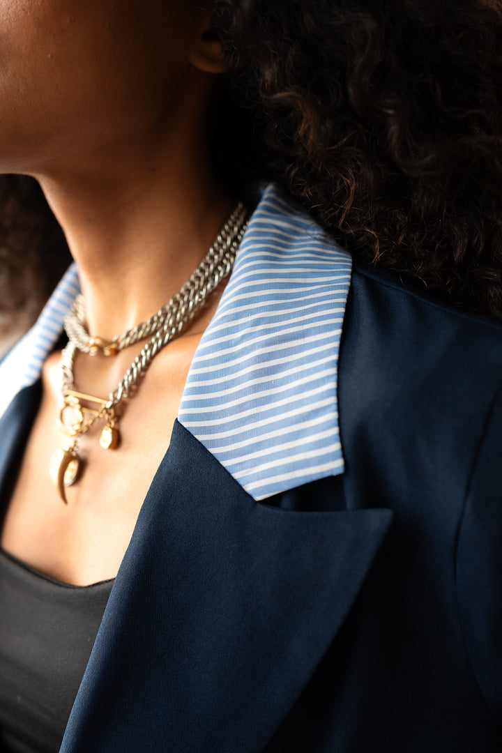 The Classic Mix Blazer - Navy Blue