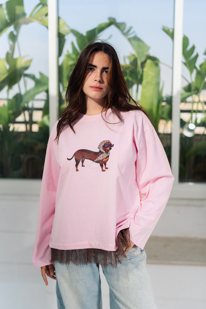 The Lace Print Tee - Blush