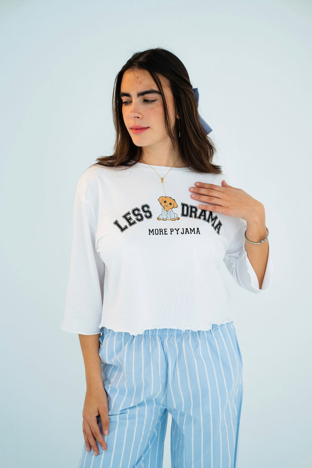 Less Drama More Pyjama - Sky Blue