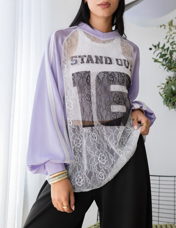 Lavender Printed dentelle T-shirt