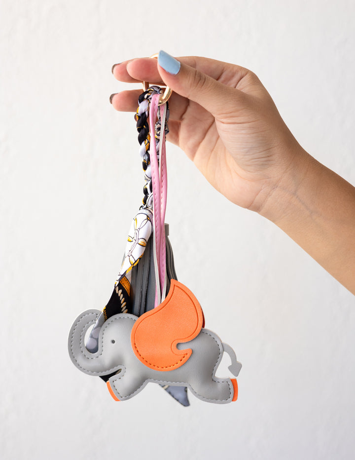 Multiple Grey Elephant Scarf Bag Charm