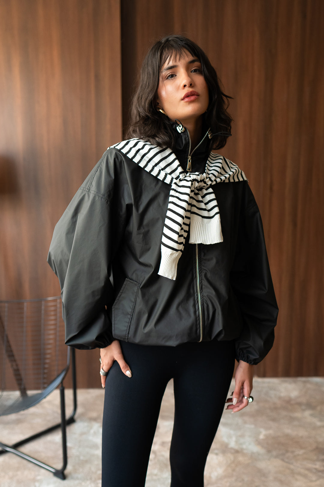 Striped Shoulder Sweater - White