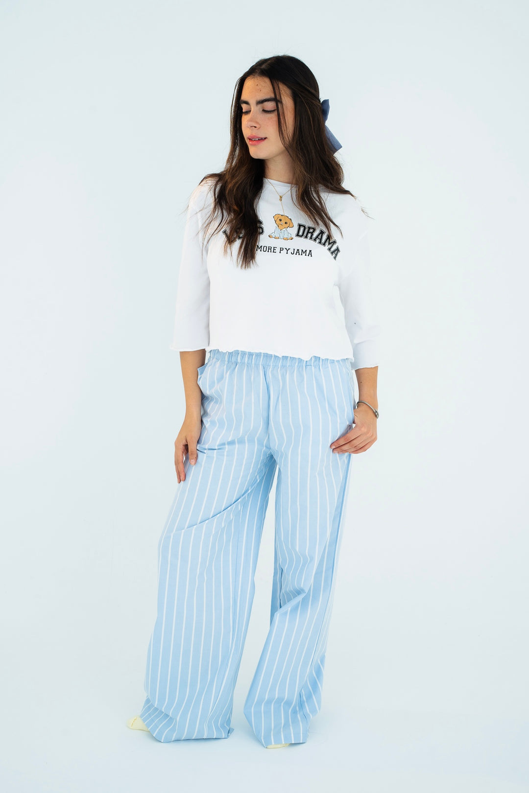 Less Drama More Pyjama - Sky Blue