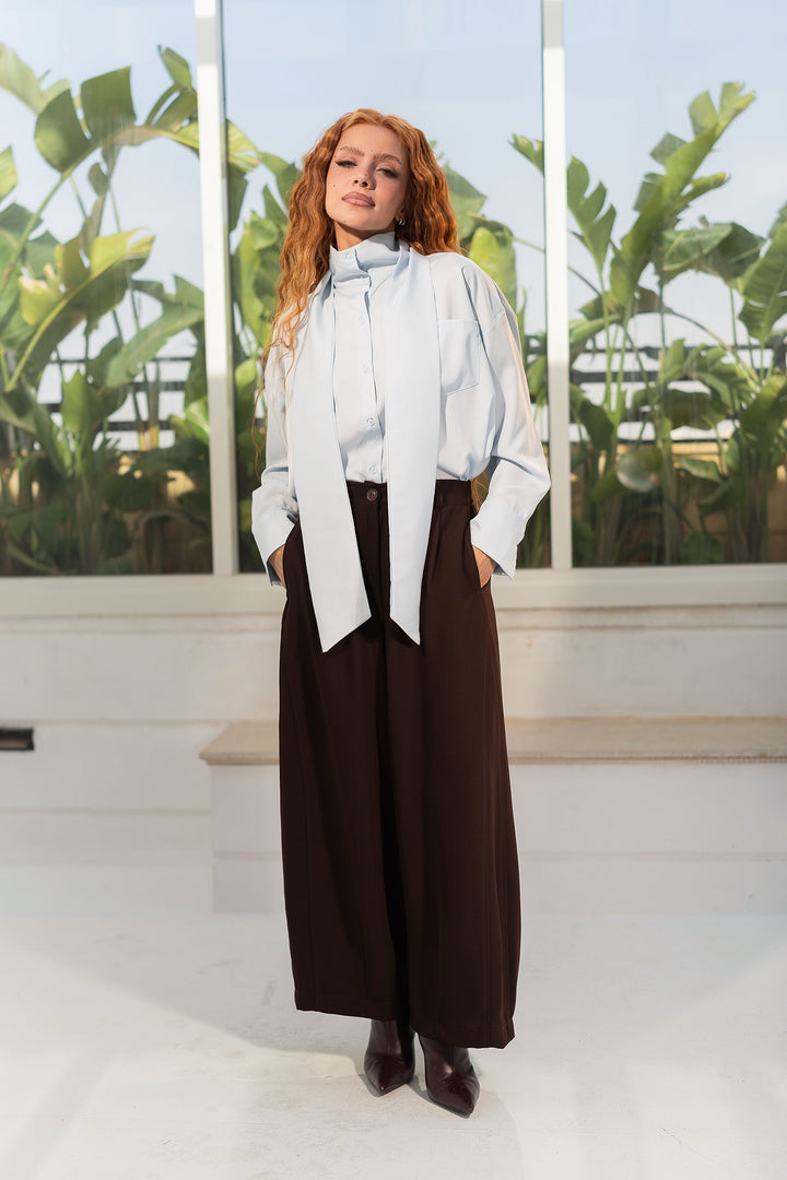 Rounded tailored pants - Espresso