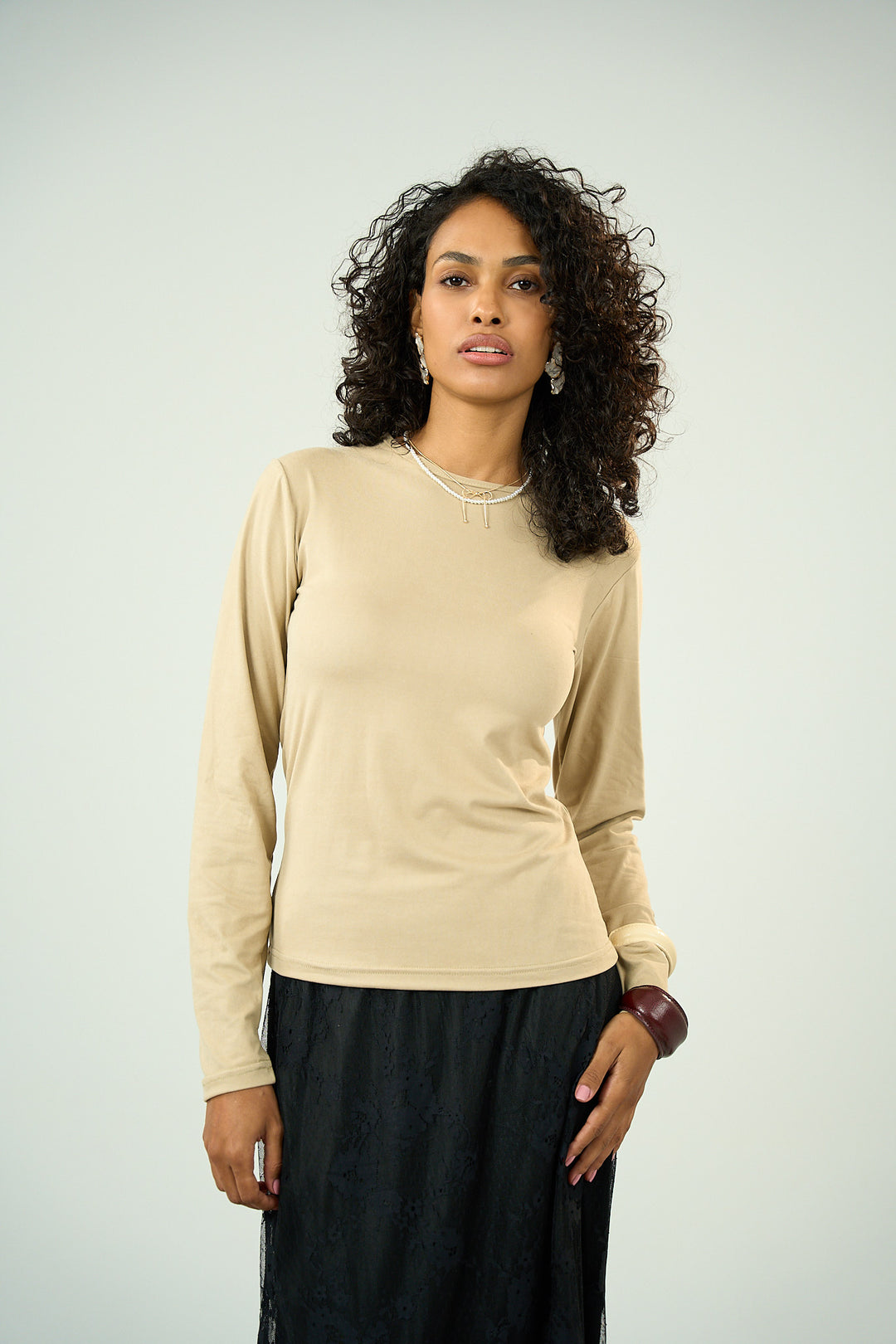 Cotton Full Sleeve Basic - Nude Beige