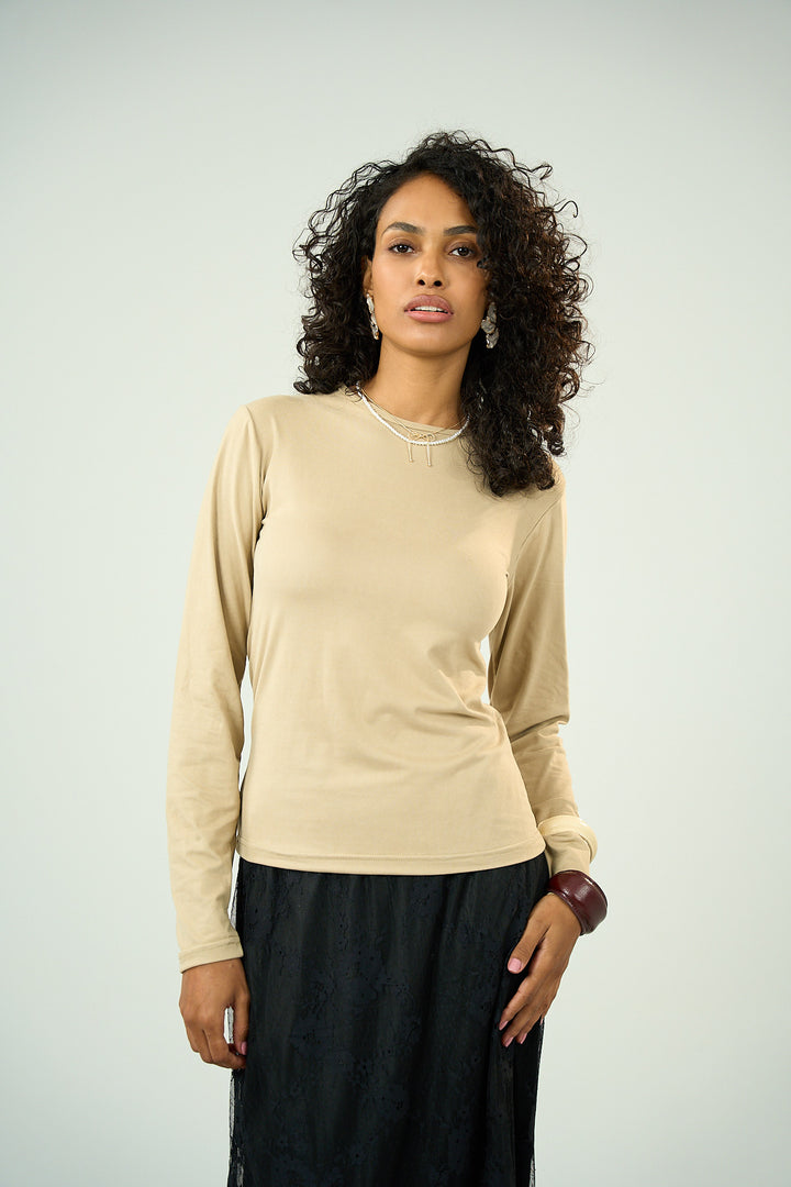 Cotton Full Sleeve Basic - Nude Beige