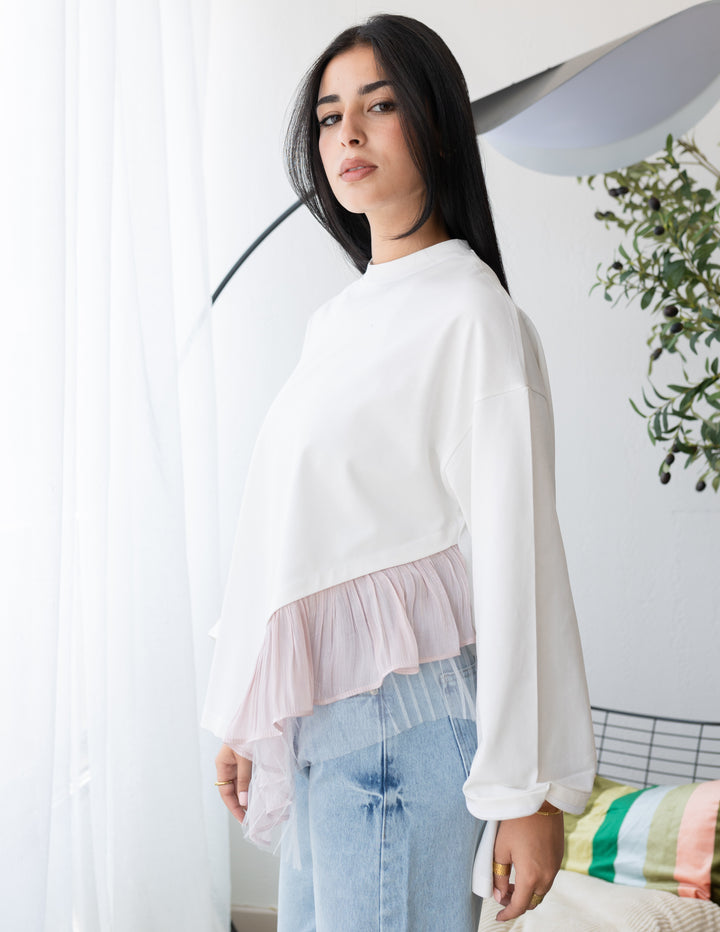 Pelise Ruffles White T-shirt