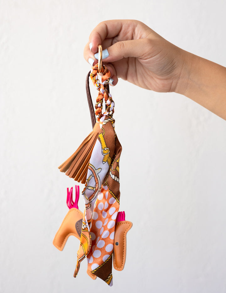 Multiple Brown Horse Scarf Bag Charm