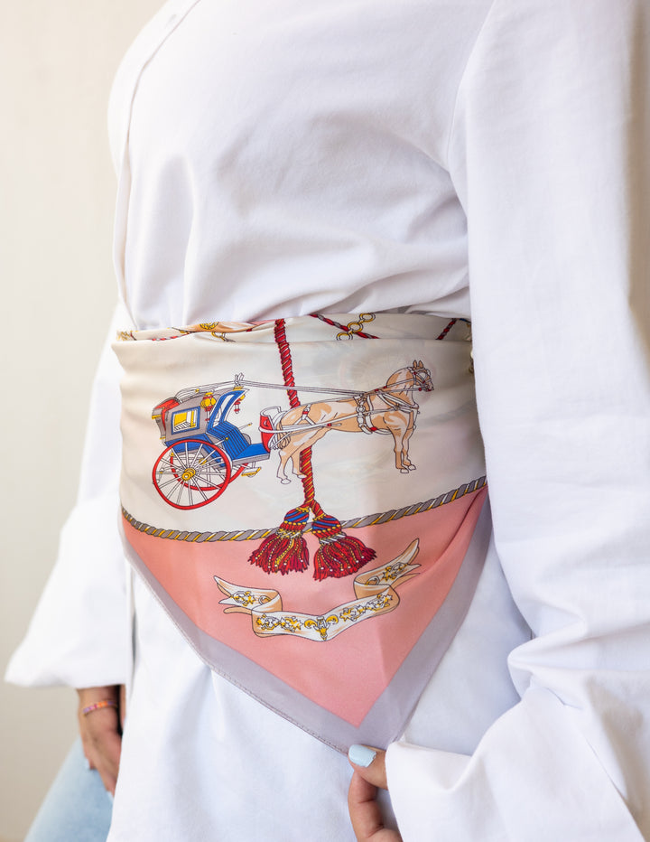 Blush Carriage Sqaure Scarf