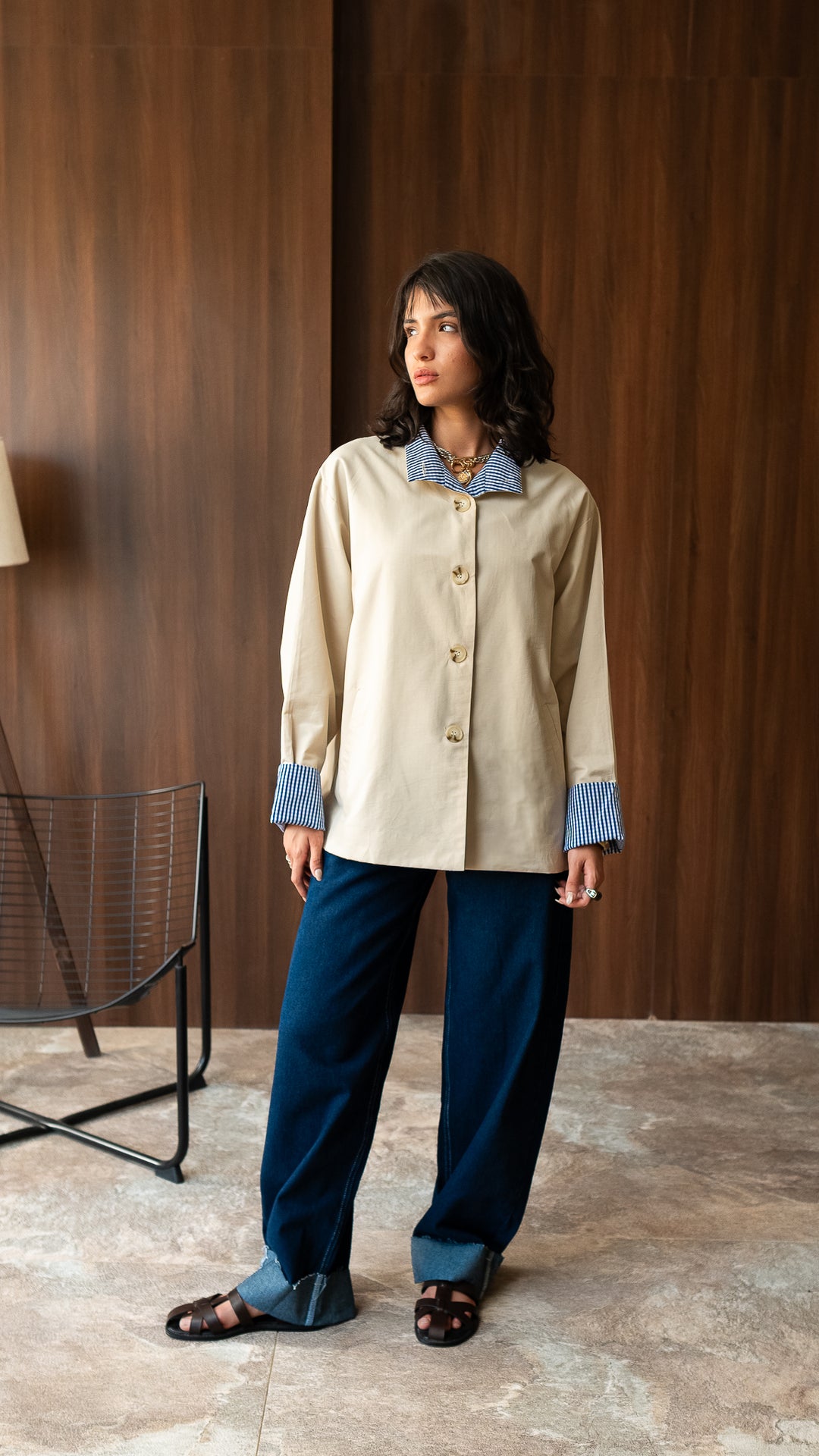 The Gingham Jacket - Cream