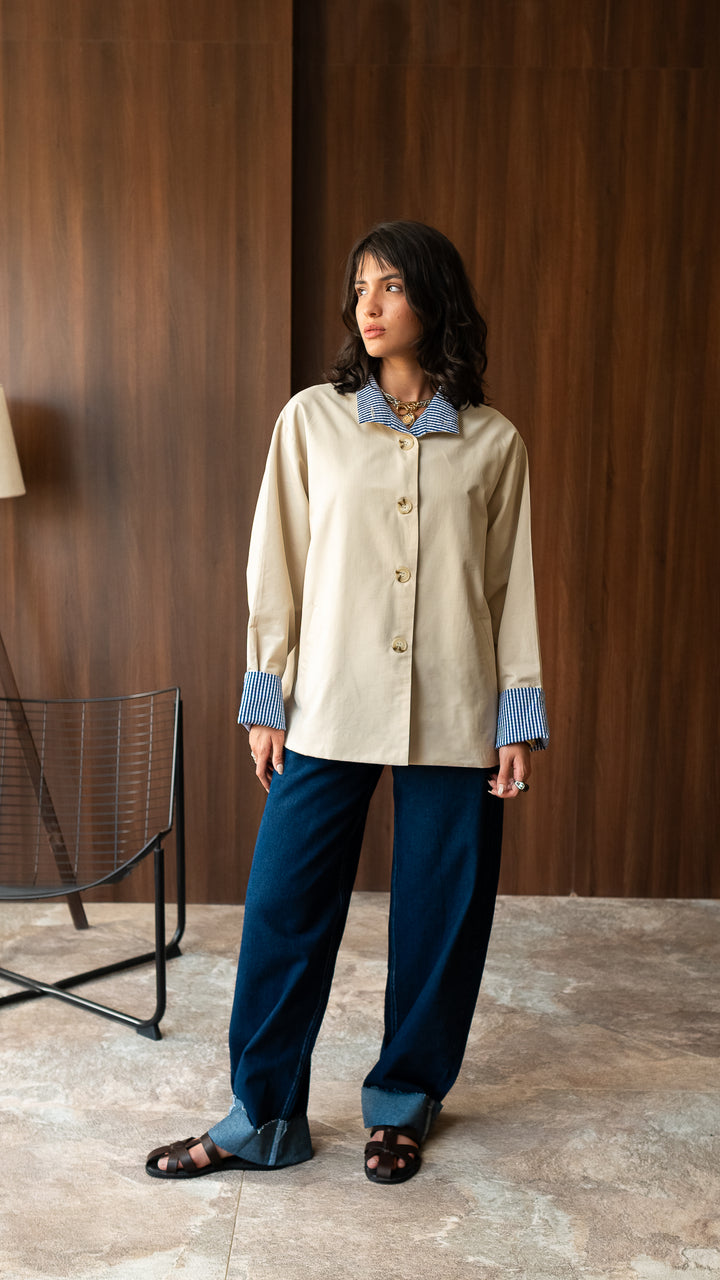 The Gingham Jacket - Cream