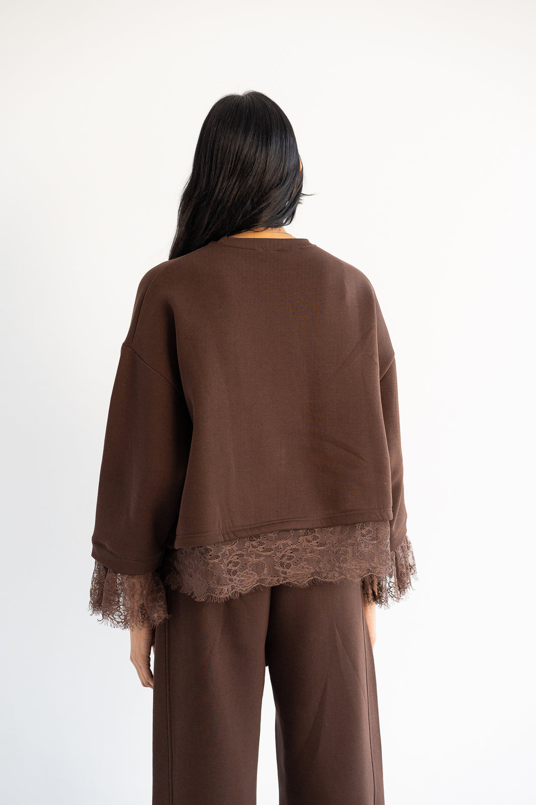 Signature Cropped Crewneck - Chocolate Brown