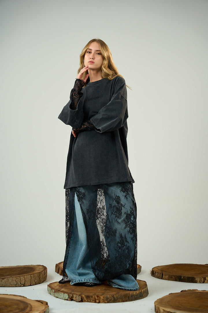 Grey Washed Dentelle Shirt