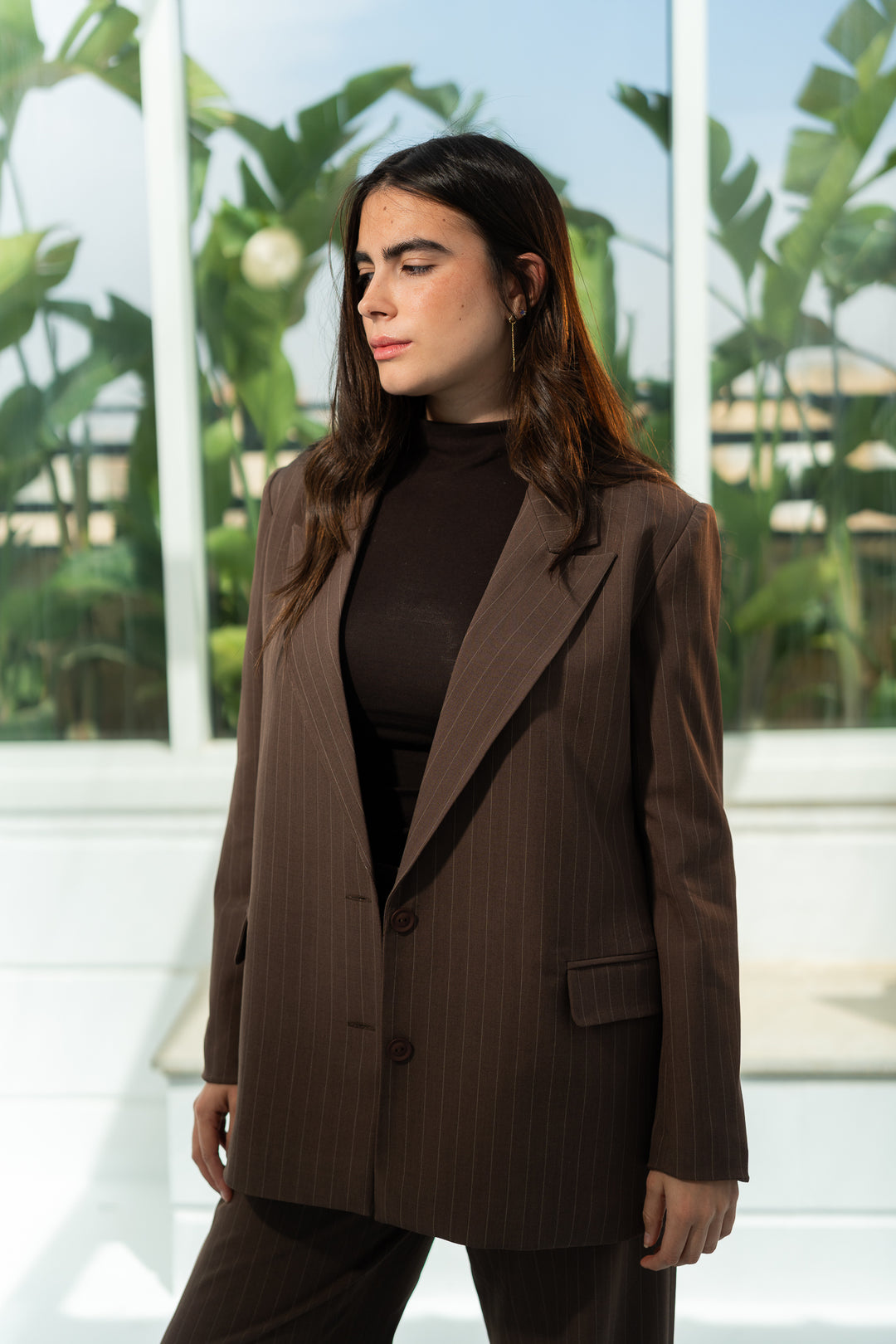 The Power Stripe Blazer - Choco