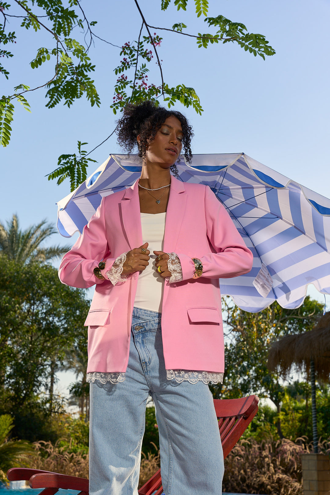 Dentelle Powder Pink Blazer
