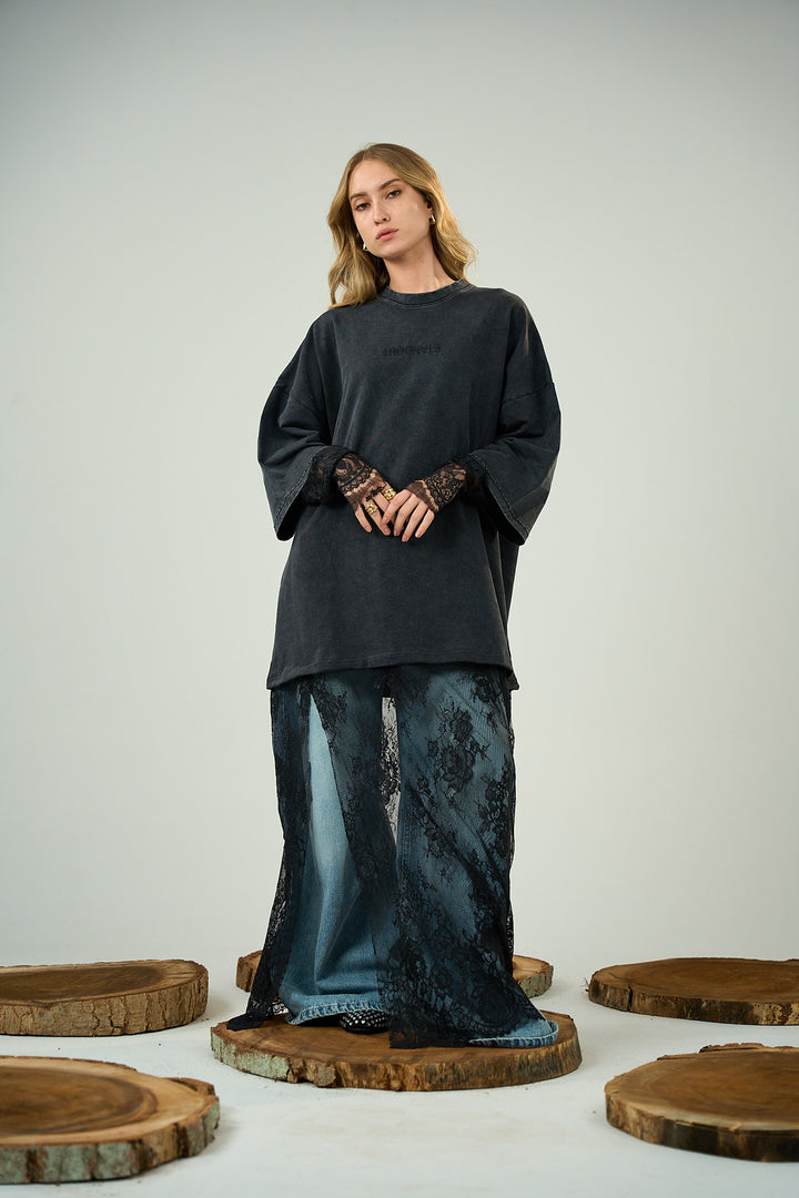 Grey Washed Dentelle Shirt