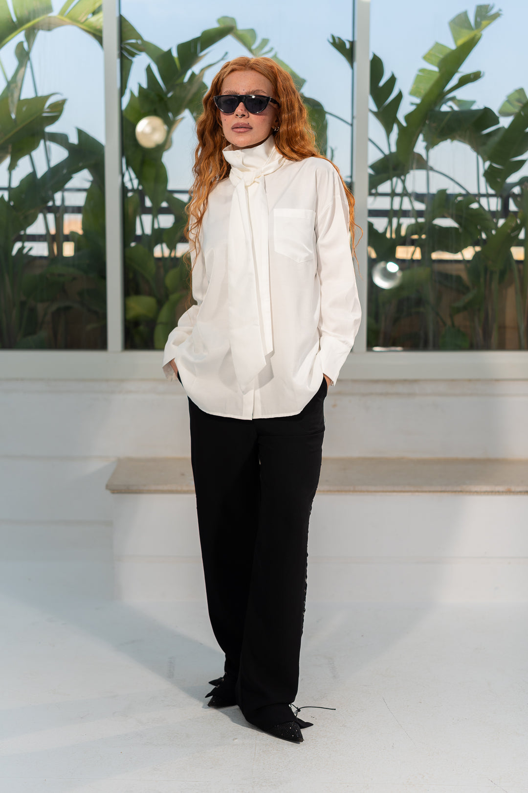 Eyelets Lace Pants - Noir