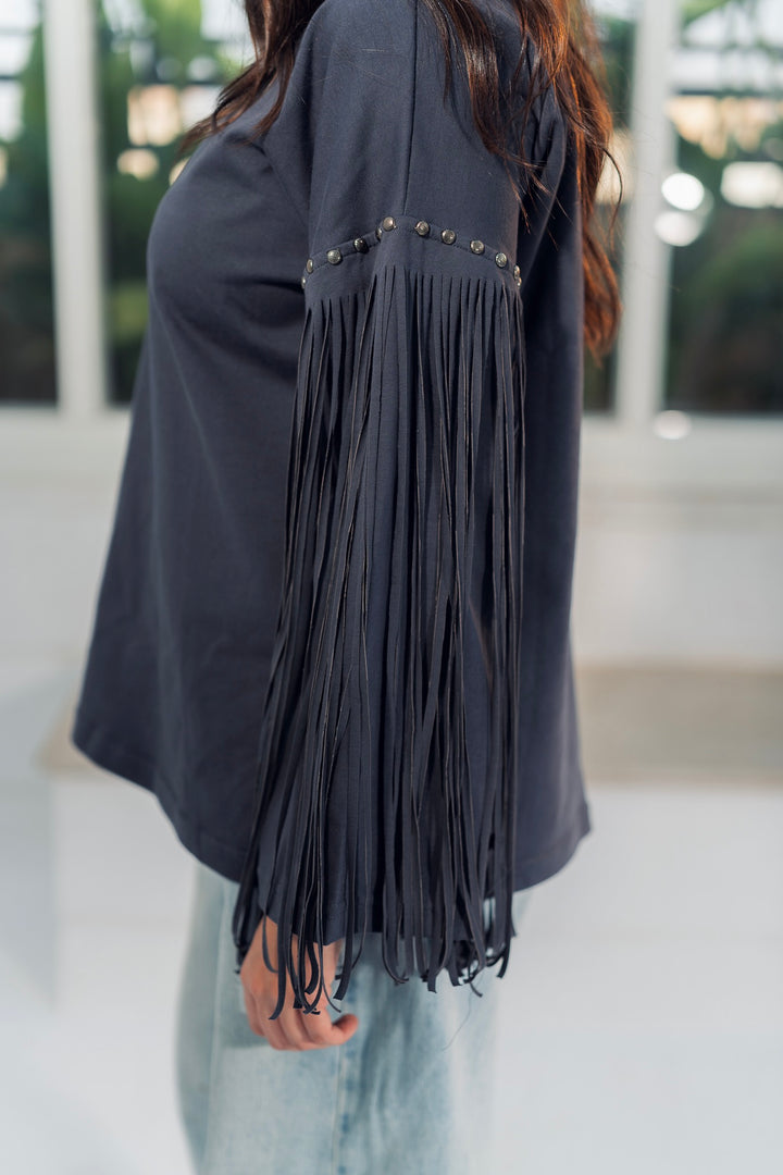 Fringe Edge Tee - Smoke