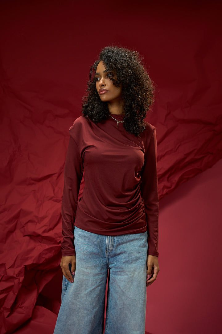 Drape Top - Burgundy