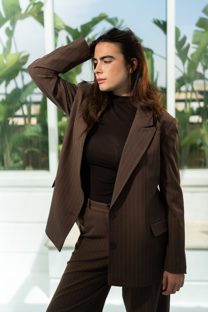 The Power Stripe Pants - Choco