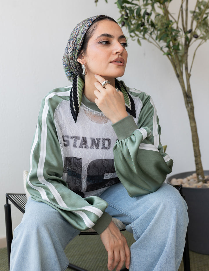 Mint Printed Dentelle T-shirt