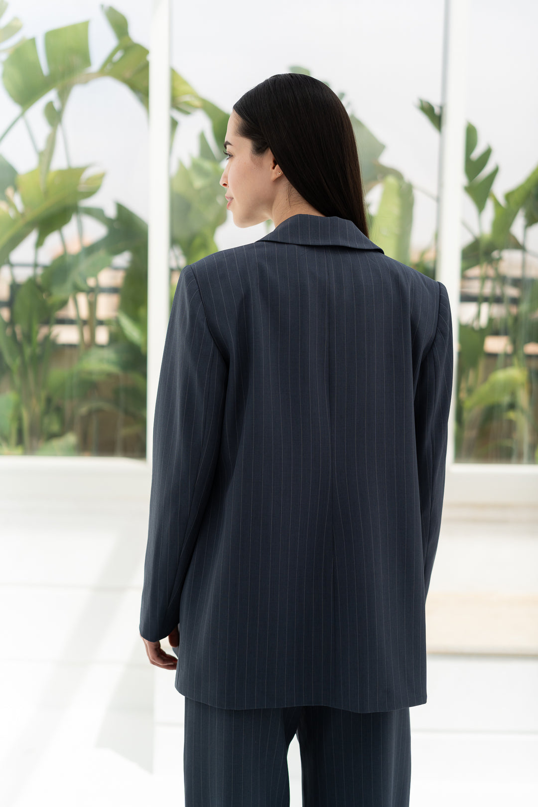 The Power Stripe Blazer - Grey