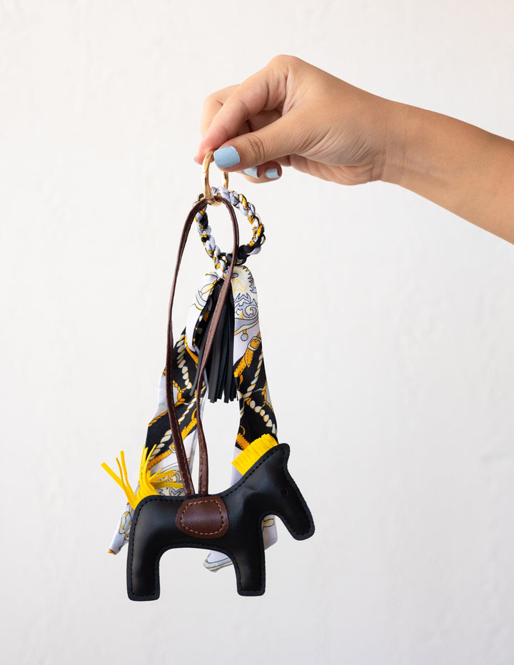 Multiple Black Horse Scarf Bag Charm