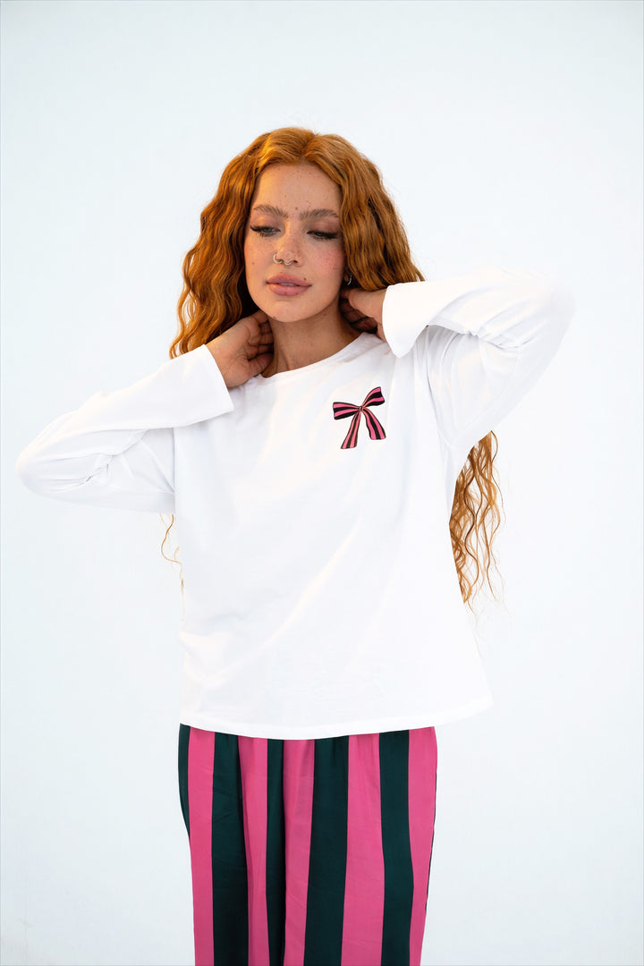 The Silk Stripe Pj’s - Emerald Blush