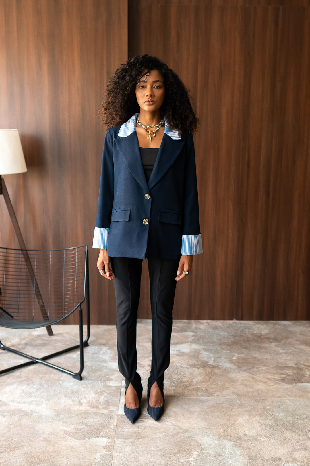 The Classic Mix Blazer - Navy Blue