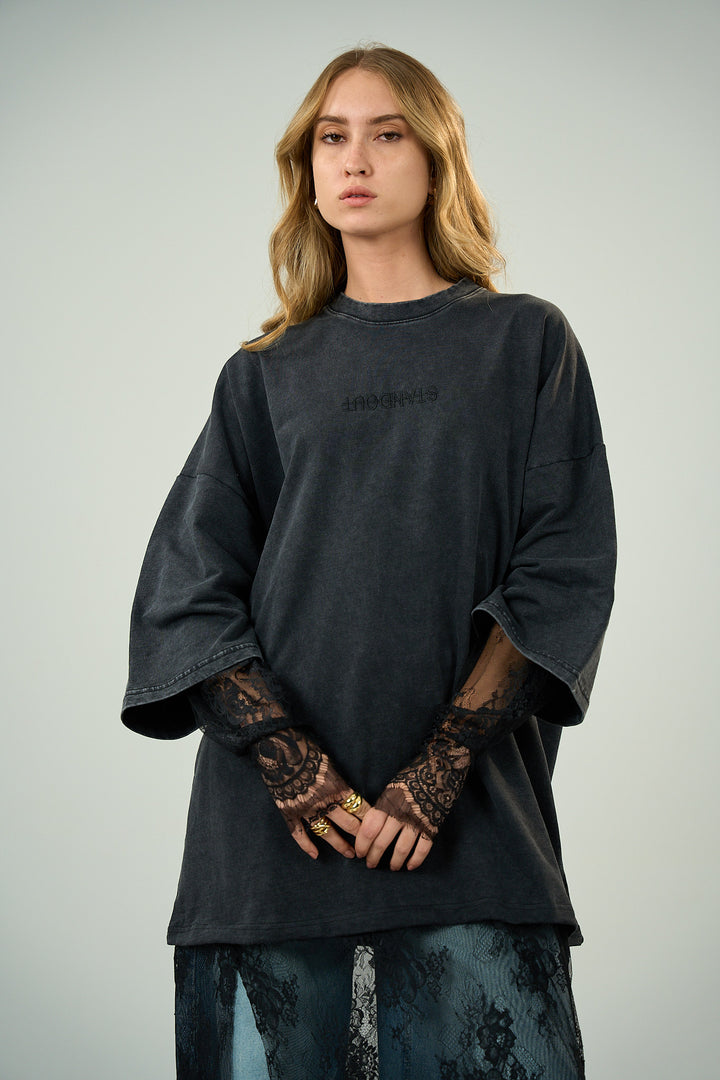 Grey Washed Dentelle Shirt