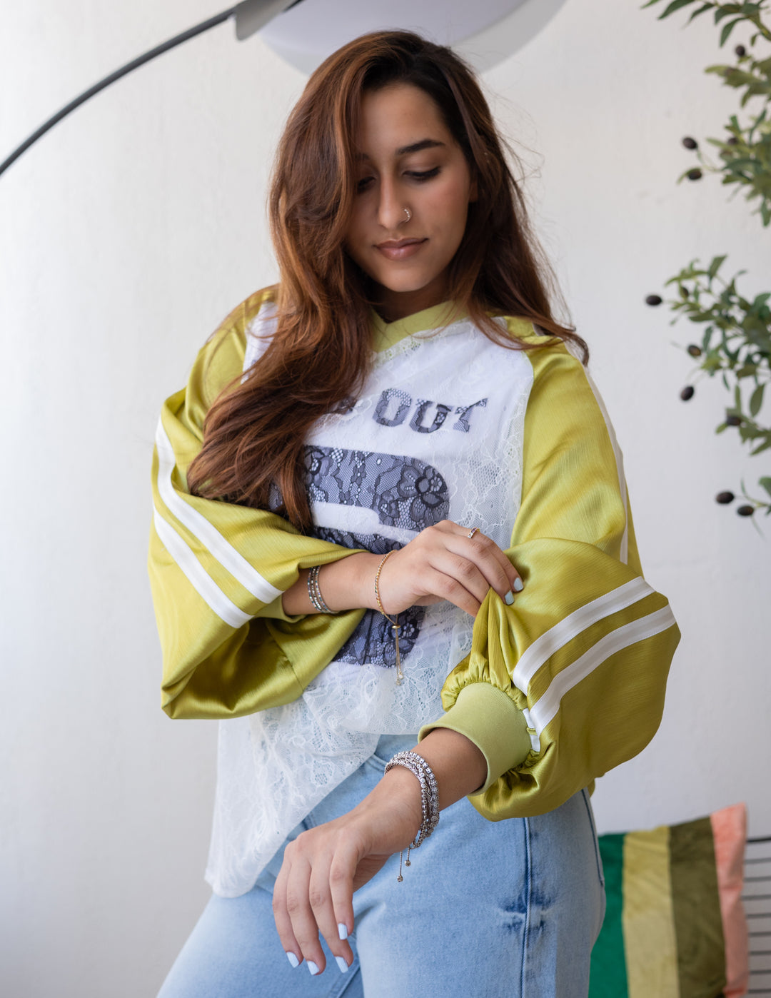 Mustard Printed Dentelle T-shirt