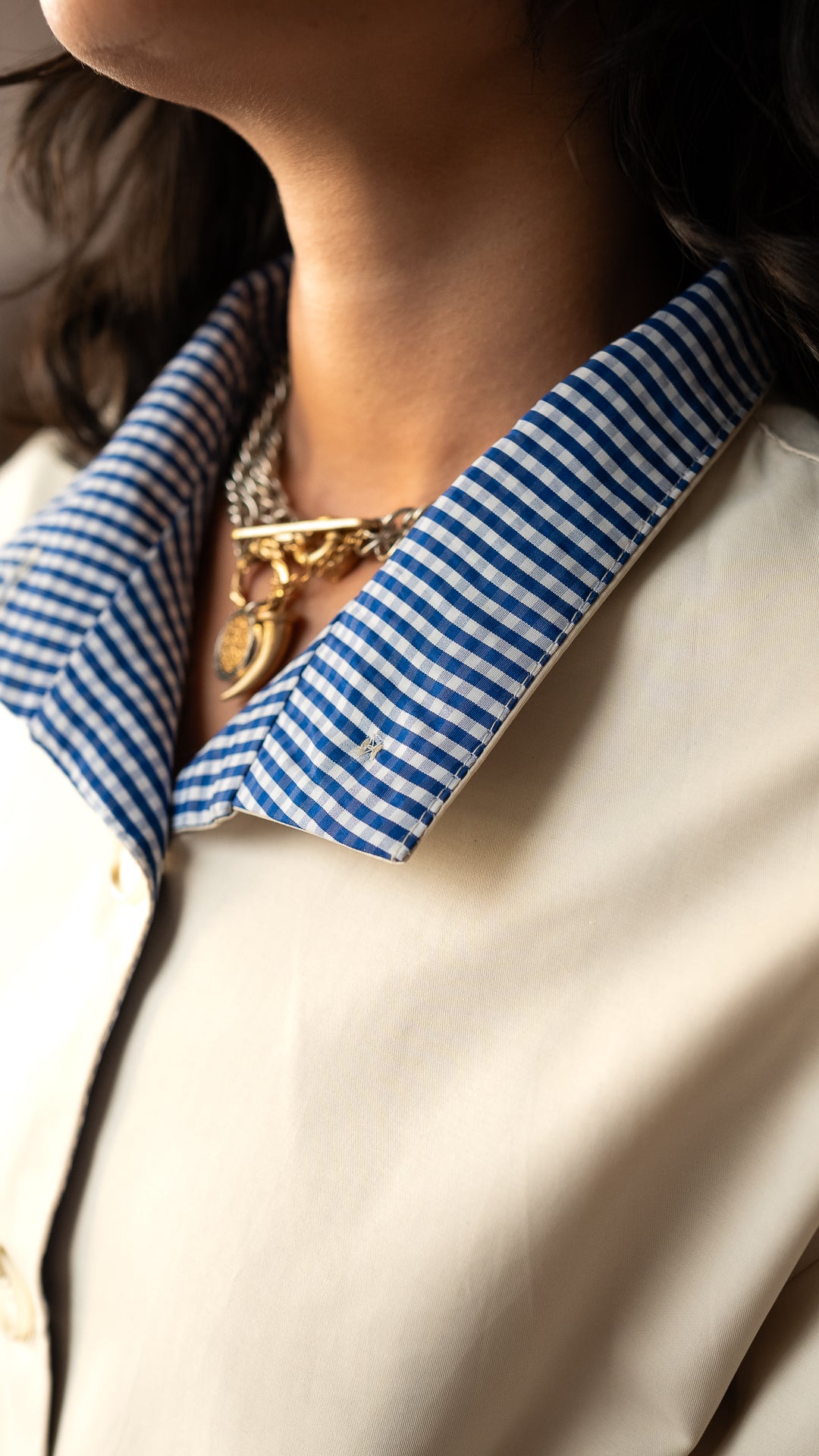 The Gingham Jacket - Cream