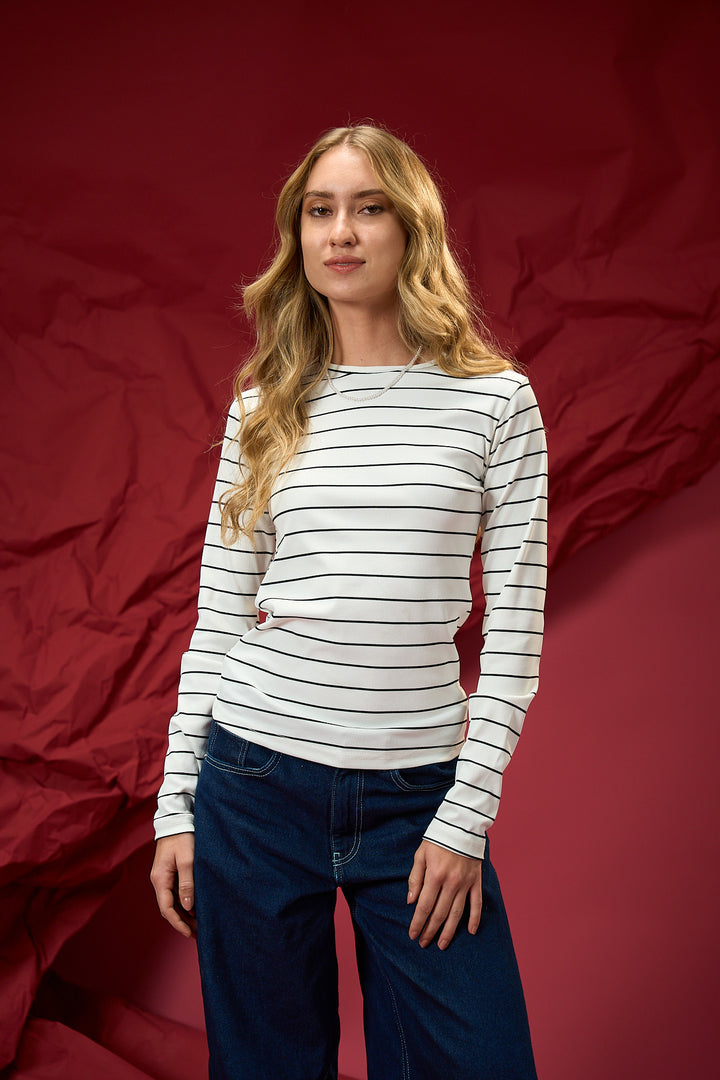 Full Sleeved Cotton WhiteXBlack Top
