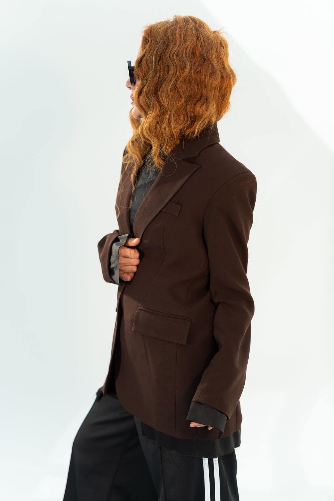 The Satin Trim Blazer - Espresso