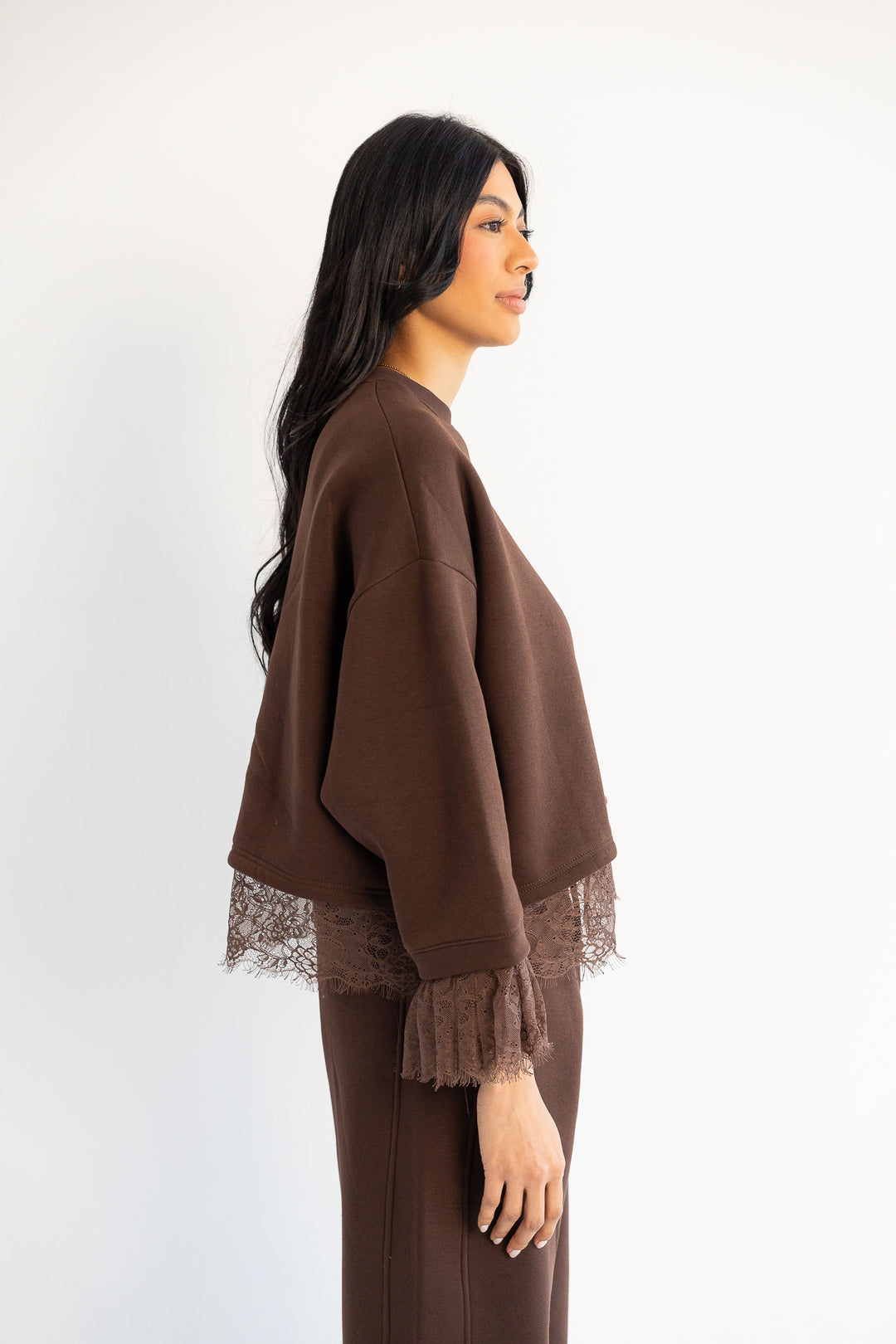 Signature Cropped Crewneck - Chocolate Brown