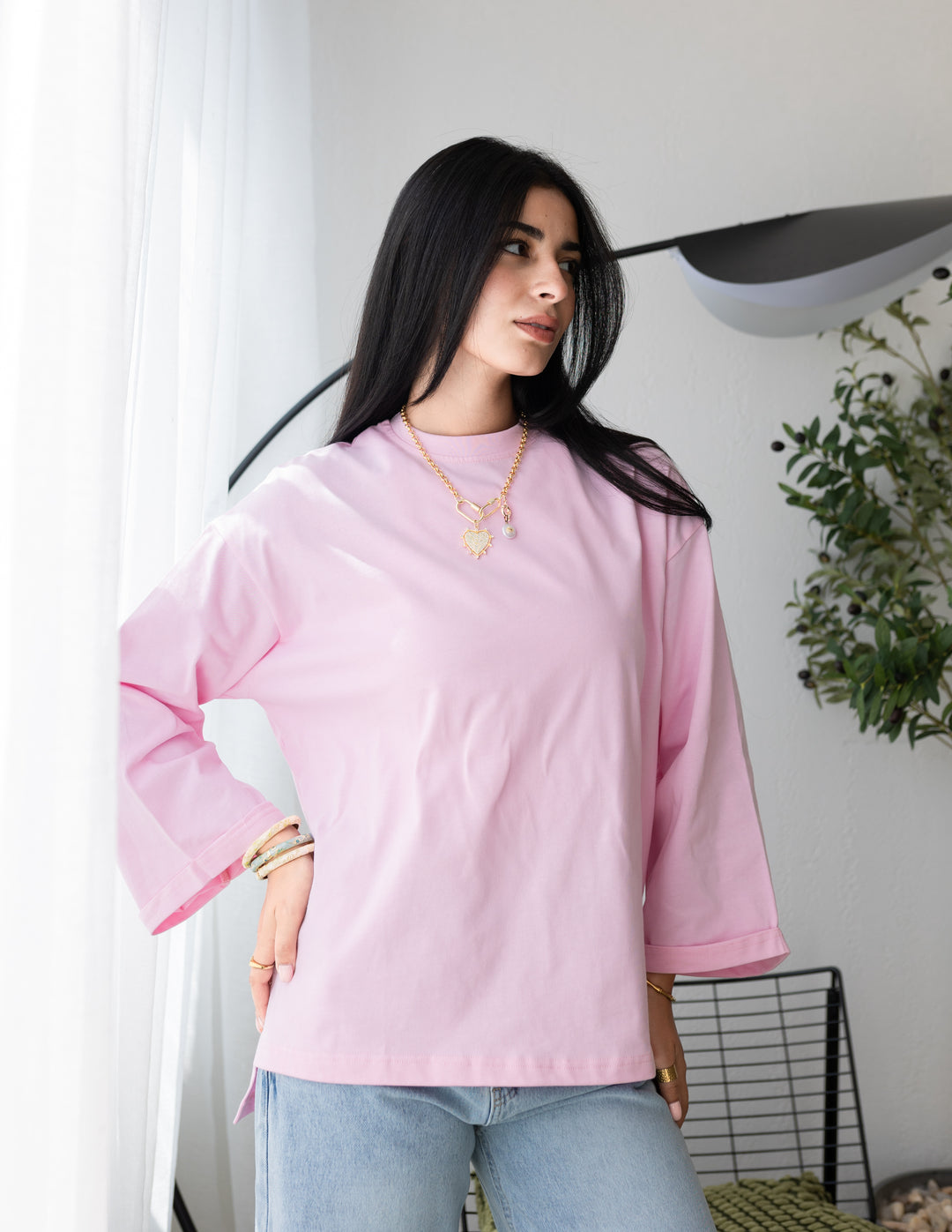 Pink Cotton Basic T-shirt