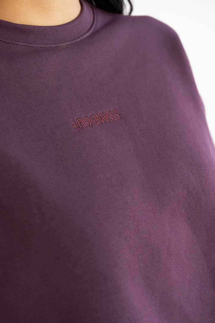 Signature Cropped Crewneck - Burgundy