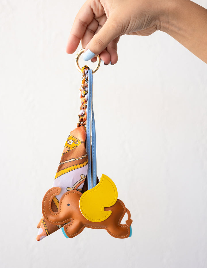 Multiple Brown Elephant Scarf Bag Charm