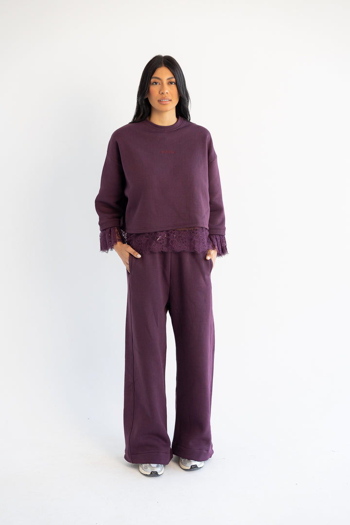 Signature Cropped Crewneck - Burgundy