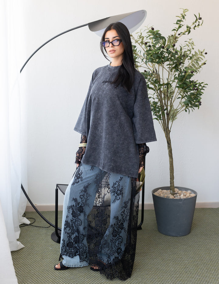 Grey Washed Dentelle Shirt