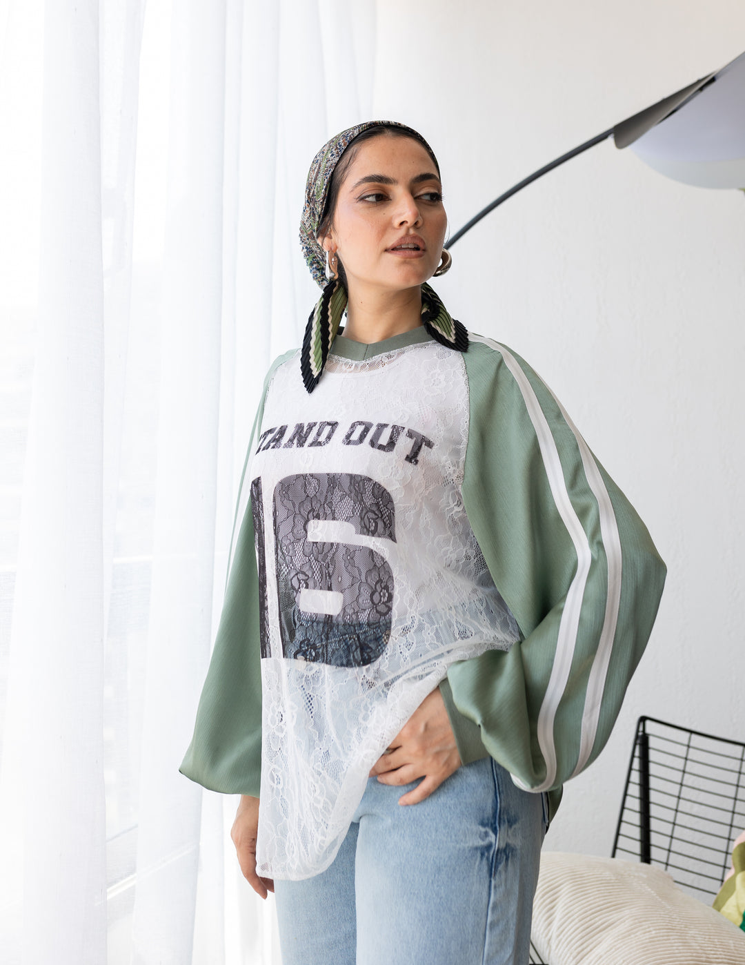 Mint Printed Dentelle T-shirt