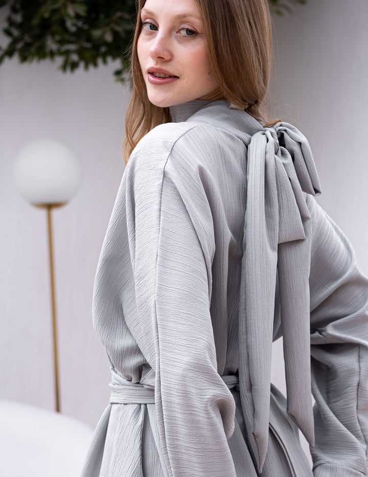 Crushed Bow Dress Silver-Mint