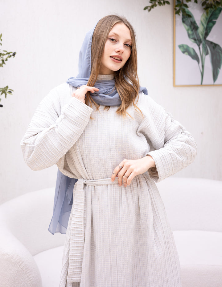 Linen Bow-Dress OffwhitexBabyblue