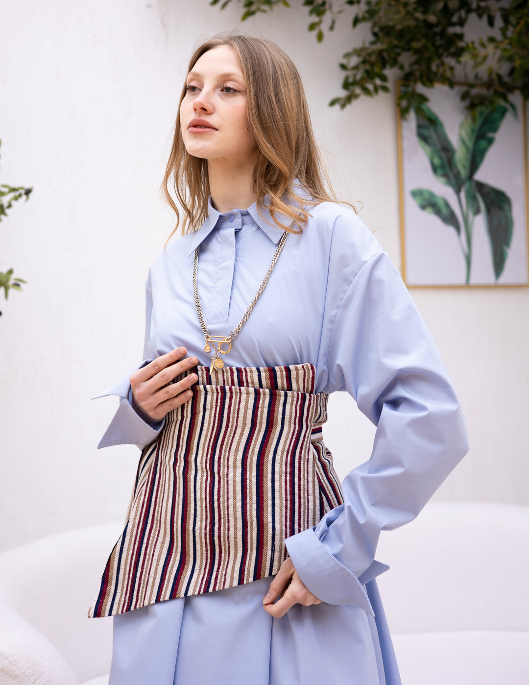 Eastern shades of blue and burgundy belt