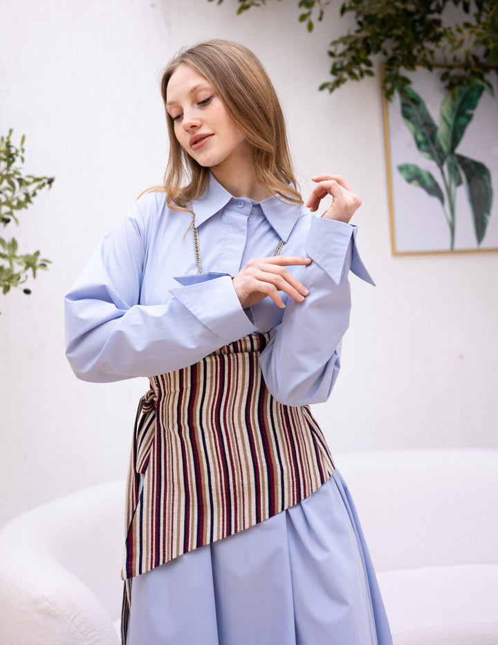 Eastern shades of blue and burgundy belt