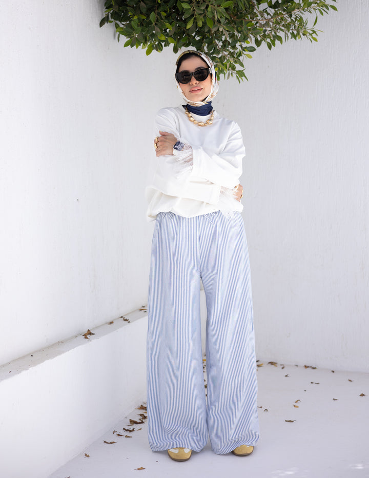 Pajama Pants - Stripes White