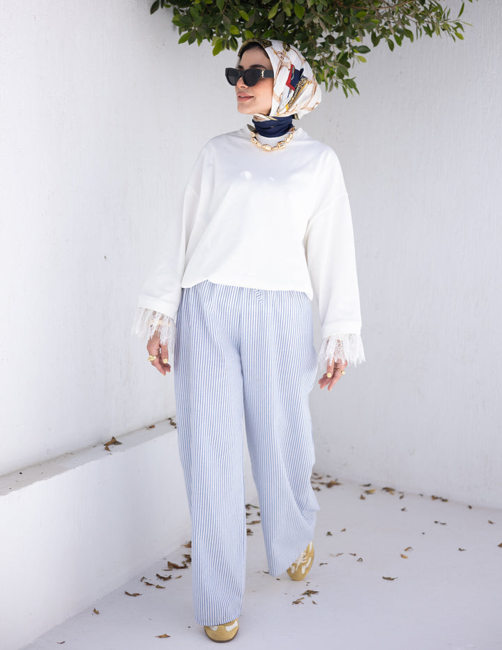 Pajama Pants - Stripes White