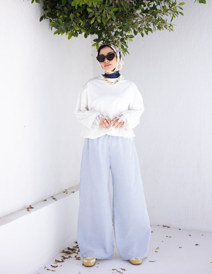 Pajama Pants - Stripes White