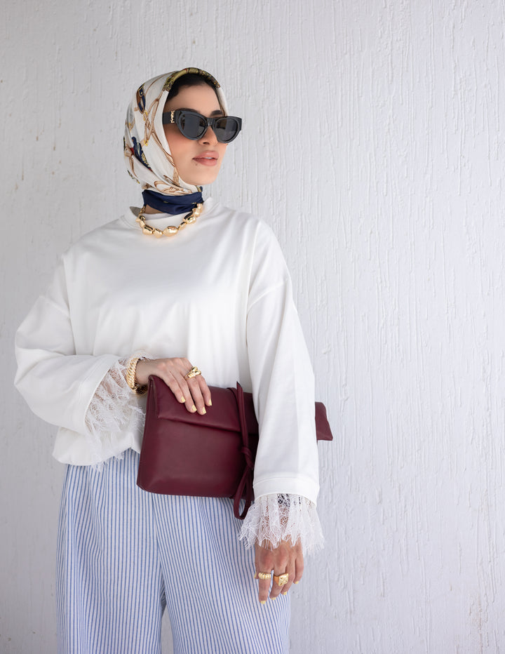 Lail Leather Clutch - Burgundy