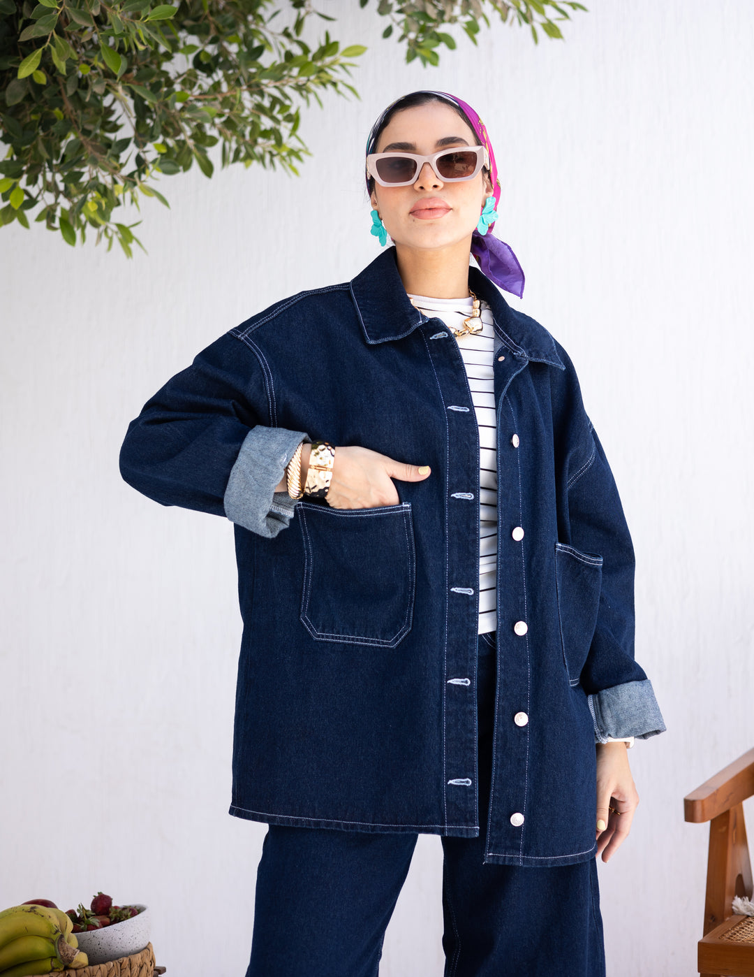 Basic Denim Jacket Dark blue